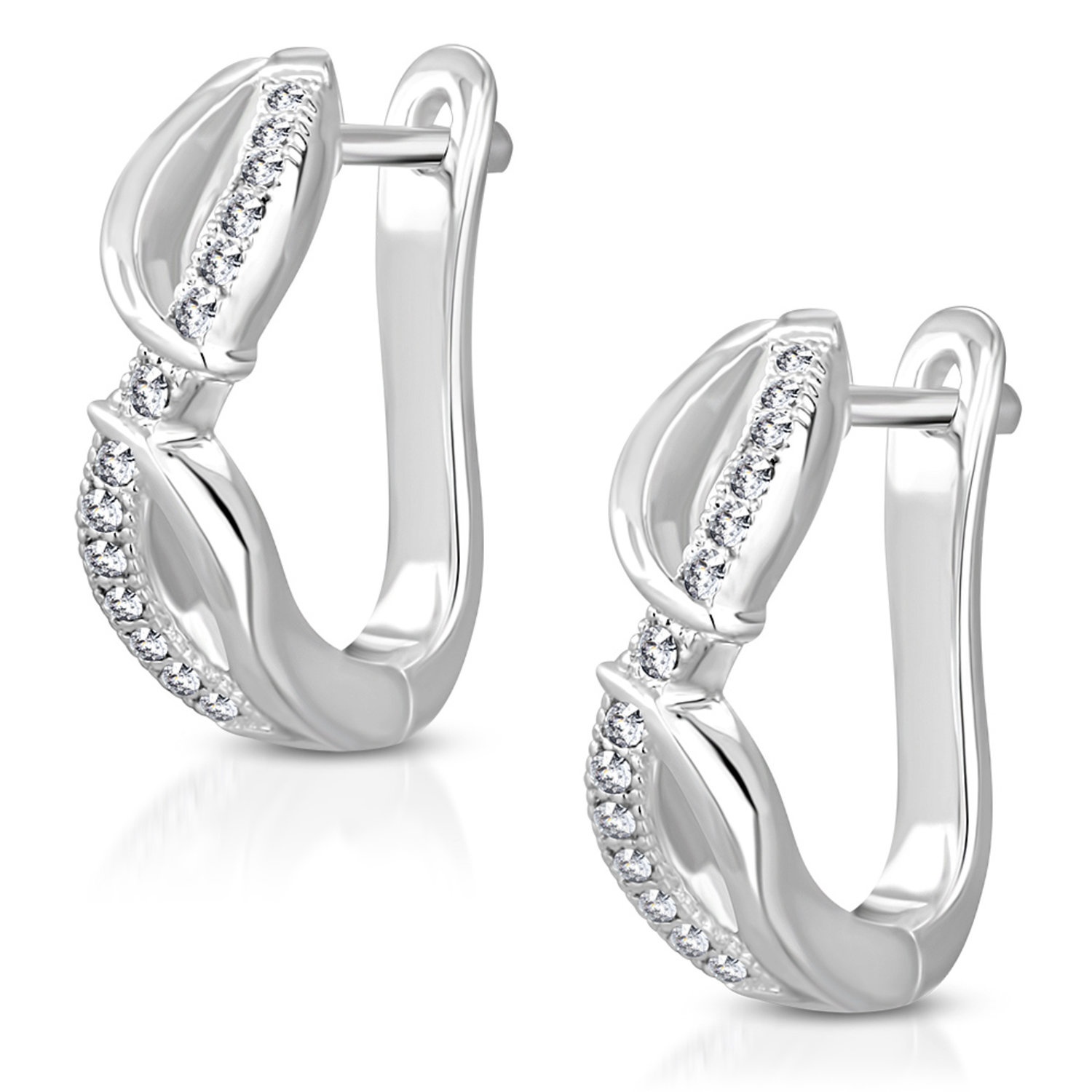 Silverpläterade Hoop Örhängen i Silver Färg - Infinity med Klara Cubic Zircon Kristaller