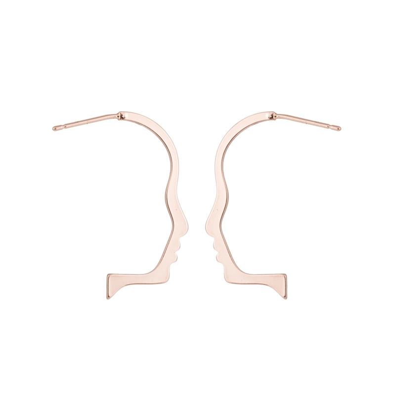 Coola Rosé Guld Örhängen med Geometriskt Elegant Ansikte / Profil - Guldpläterade