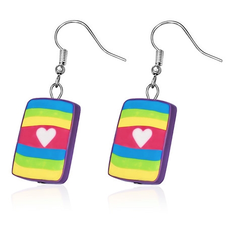 Hängande Örhängen i Silver Färg – Hänge med Regnbåge & Hjärta / Pride