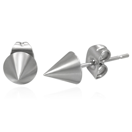 Stiftörhängen Konformade Stud Örhängen i Kirurgiskt Stål 316L i Silver Färg - Blanka Spikes
