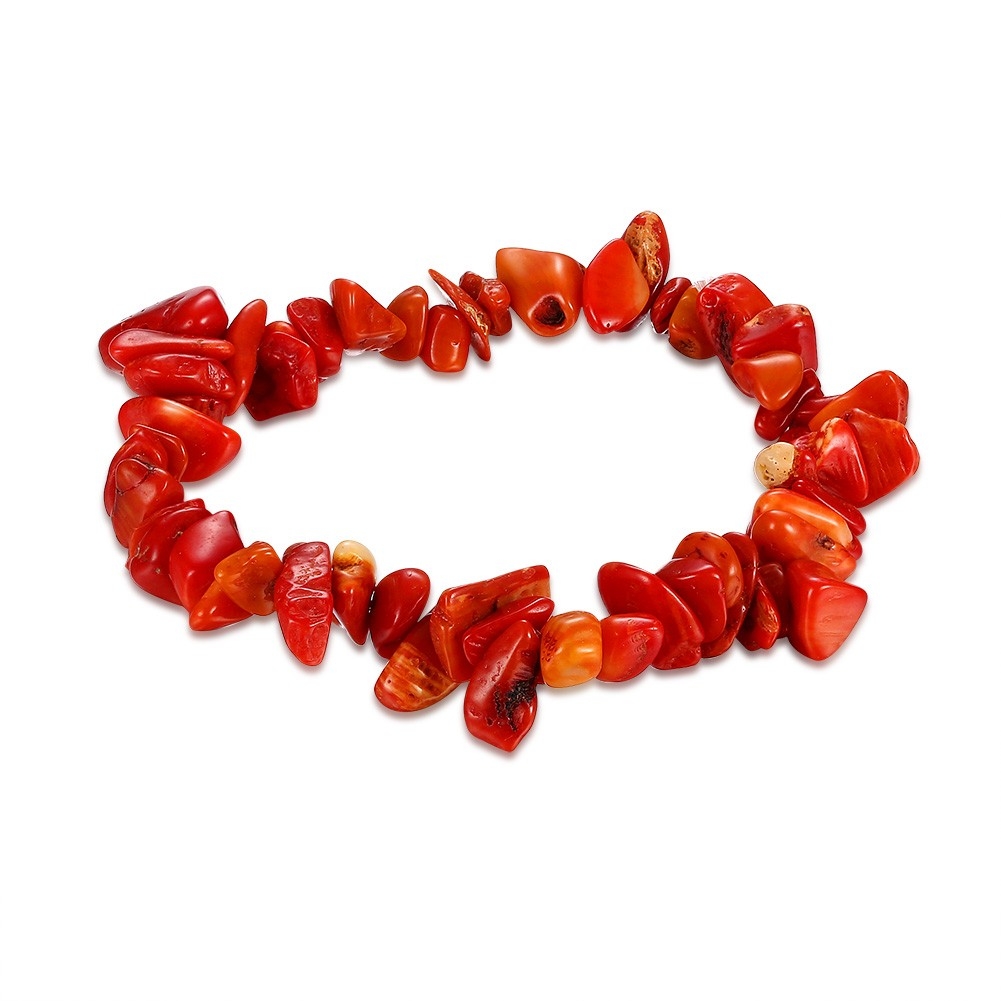 Vackert Armband i Bohemian BoHo Chic Yoga Stil med Röda Naturstenar