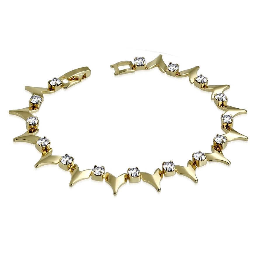 Guld Armband Dekorerat med Klara Cubic Zircon Kristaller