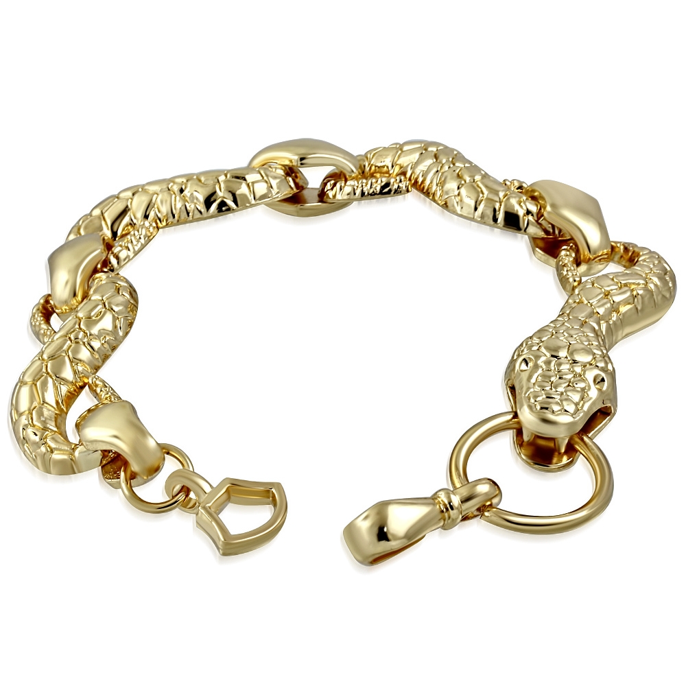 Armband i Guld Färg Dekorerat med en Orm / Cobra i Fint Mönster