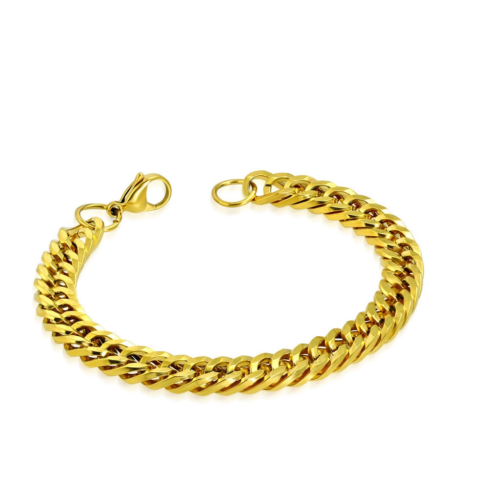 Herr Armband Stålarmband i Rostfritt Stål 316L i Guld Färg - Pansarlänk - L 21 cm B 8,5 mm