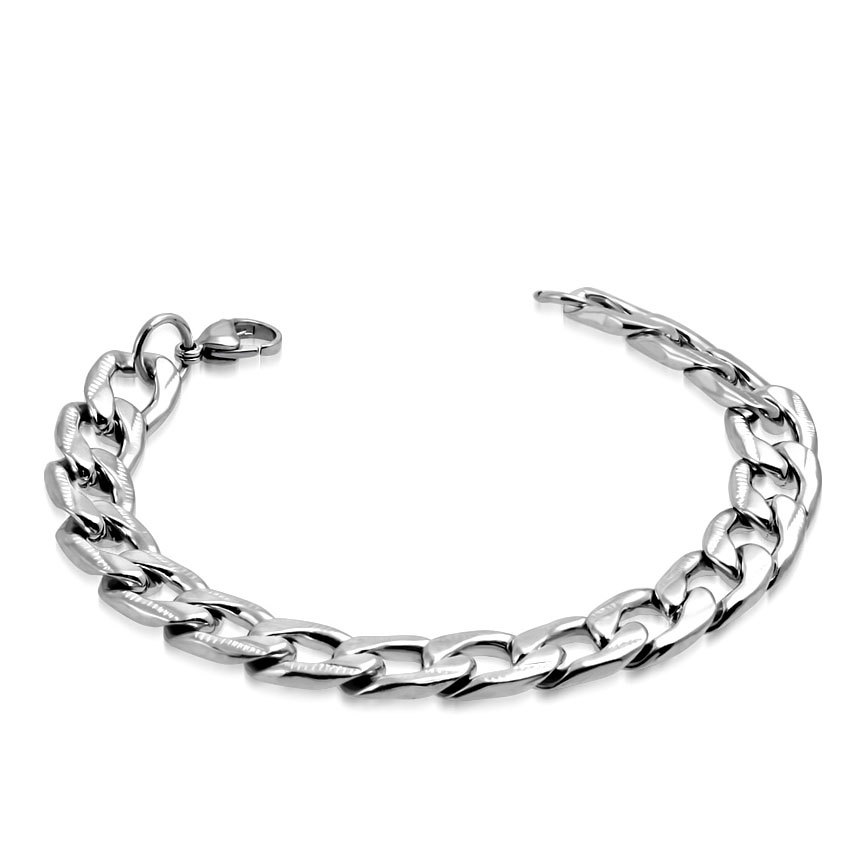 Herr Armband Stålarmband i Rostfritt Stål 316L i Silver Färg - Pansarlänk - L 21 cm B 11,5 mm