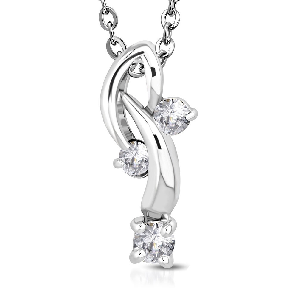 Vackert Halsband i Silver Färg - Snirkligt Hänge med Klara Cubic Zirkonia Kristaller