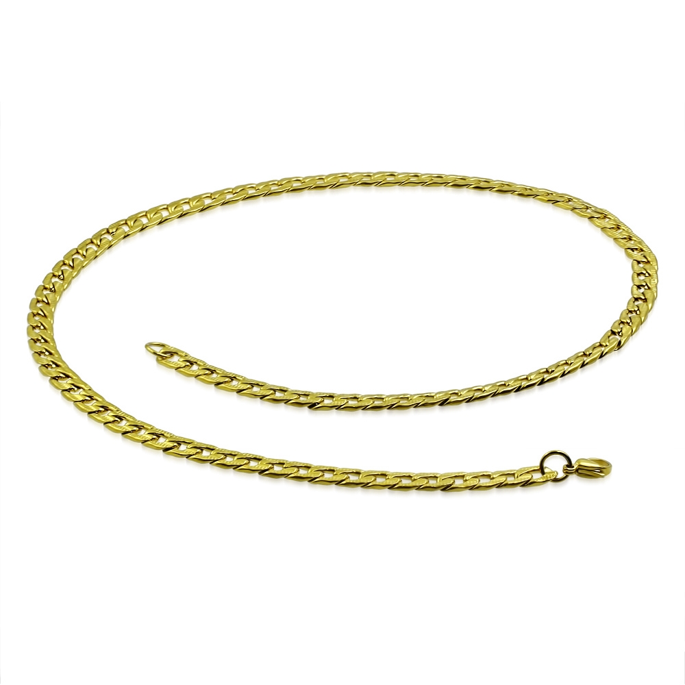 Halsband i Rostfritt Stål 316L i Guld Färg - Klassisk Halskedja / Stålkedja - B 7 mm L 55 cm