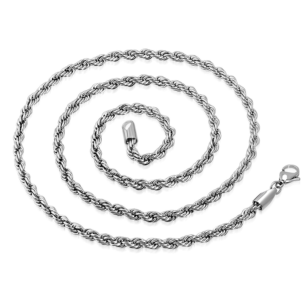 Halsband i Rostfritt Stål 316L i Silver Färg i Repmodell - Klassisk Halskedja / Stålkedja - B 5,5 mm L 60 cm