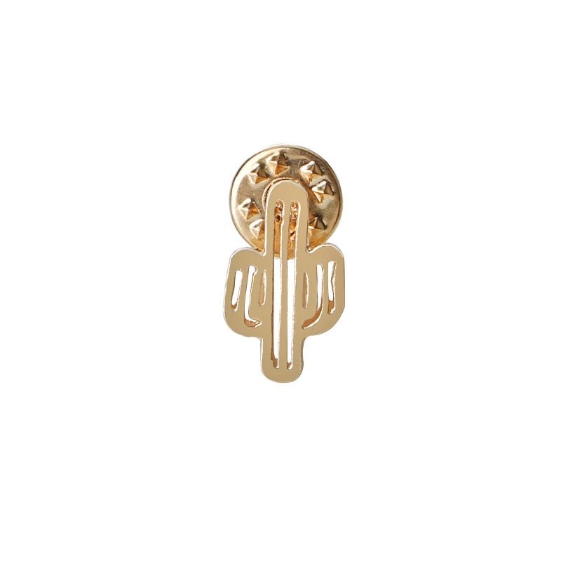 Söt Brosch / Pin i form av en Kaktus / Kaktusbrosch i Guld färg