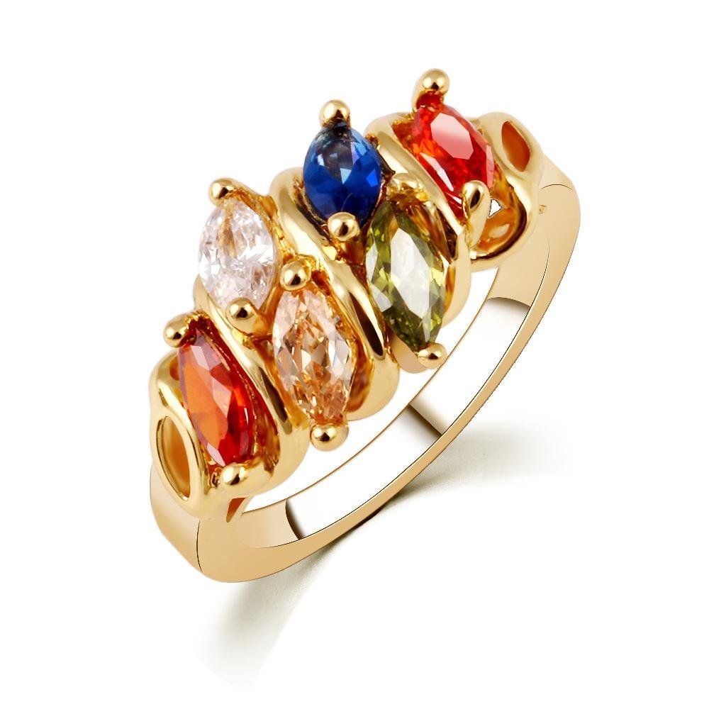 Glittrande Ring i Guld Färg med CZ Kristaller i Olika Färger - Stl 18,95