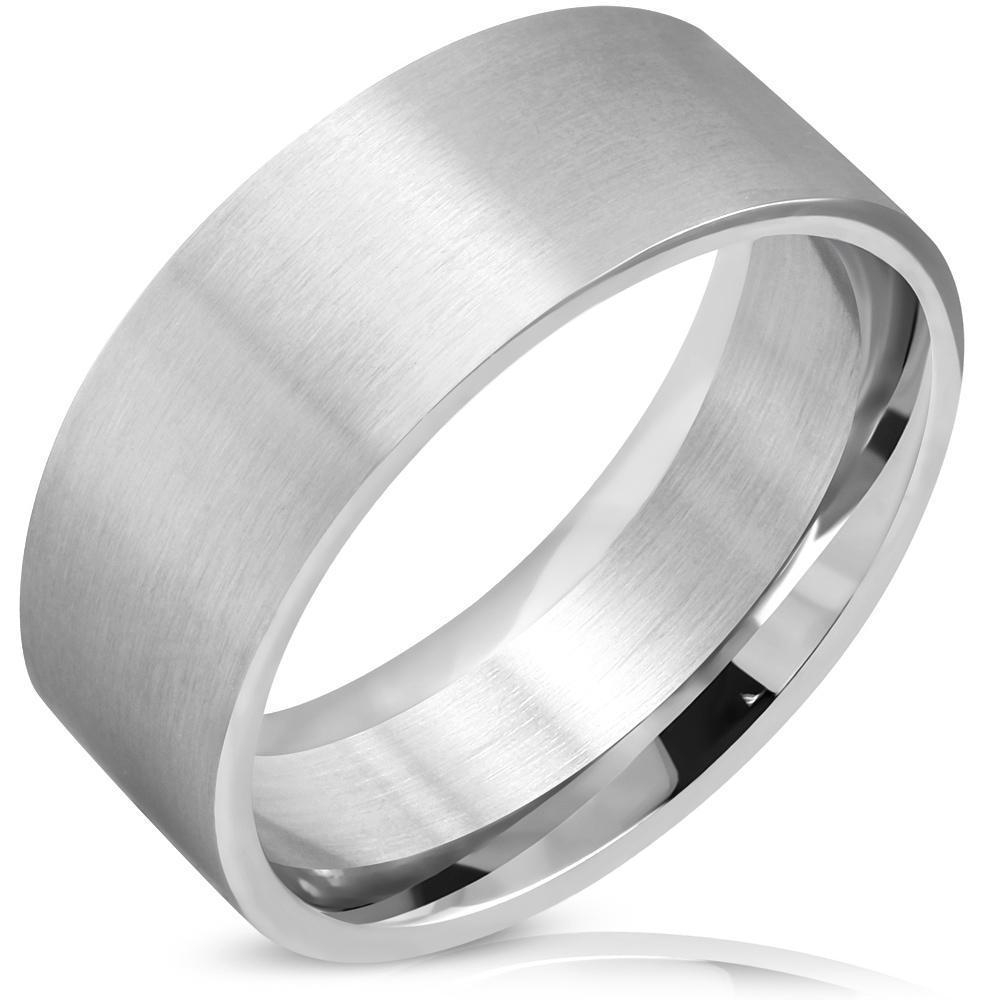 Slät Bred Ring i Rostfritt Stål 316L i Silver färg med Vit Cubic Zircon Kristall - Stl 21,8