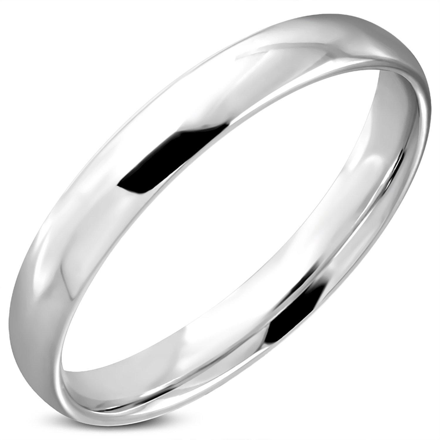 Slät Blank Halvrundad Ring i Kirurgiskt Stål 316L i Silver Färg - 4 mm - Stl 20,57