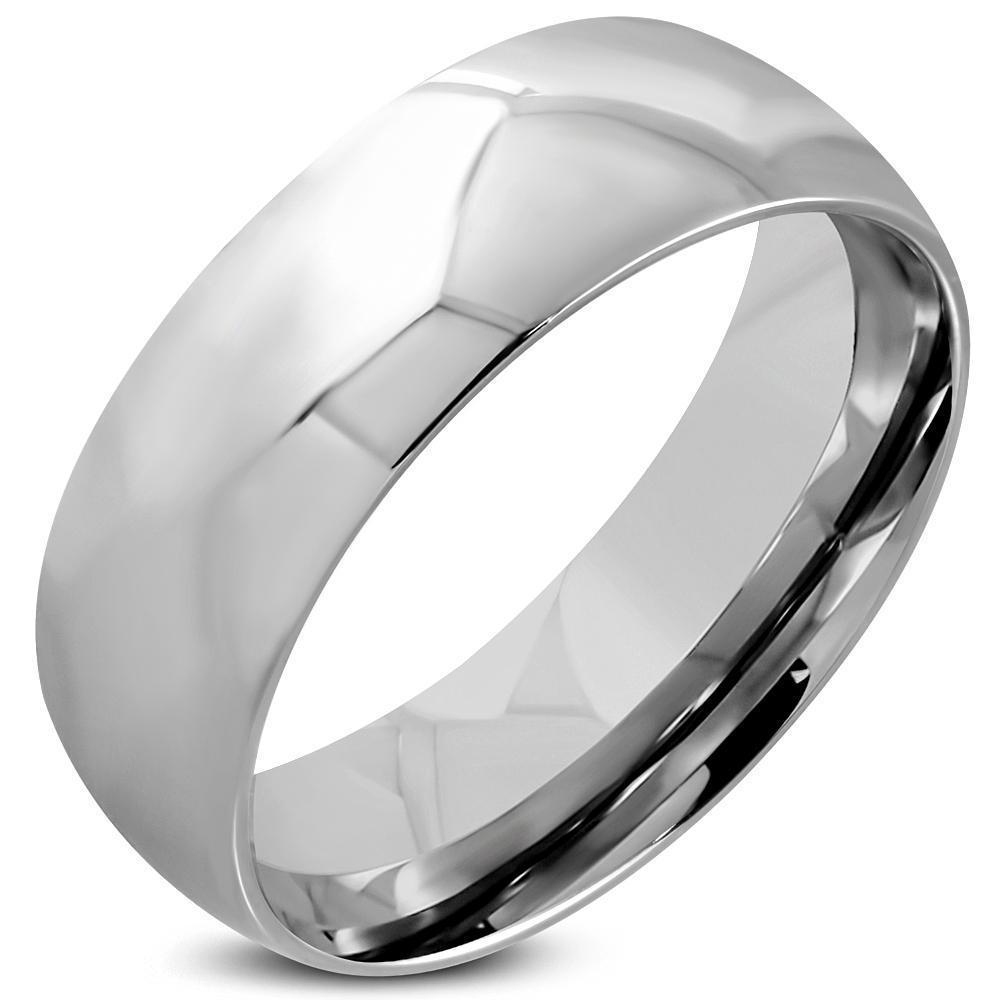 Slät & Blank Halvrundad Ring i Rostfritt Stål 316L i Silver Färg - 8 mm - Stl 16,51