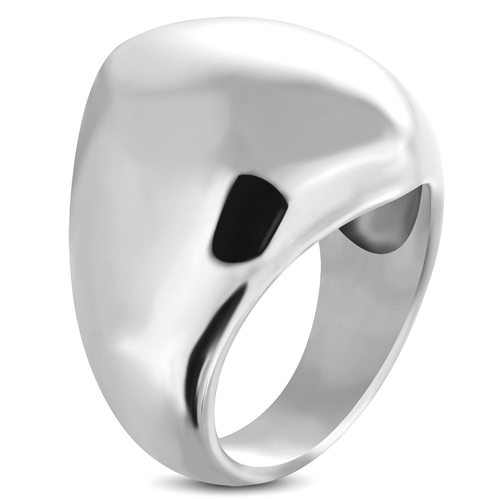 Blank Ring i Rostfritt Stål 316L i Silver Färg - Cocktail Dome / Geometrisk Oval - Stl 16,51