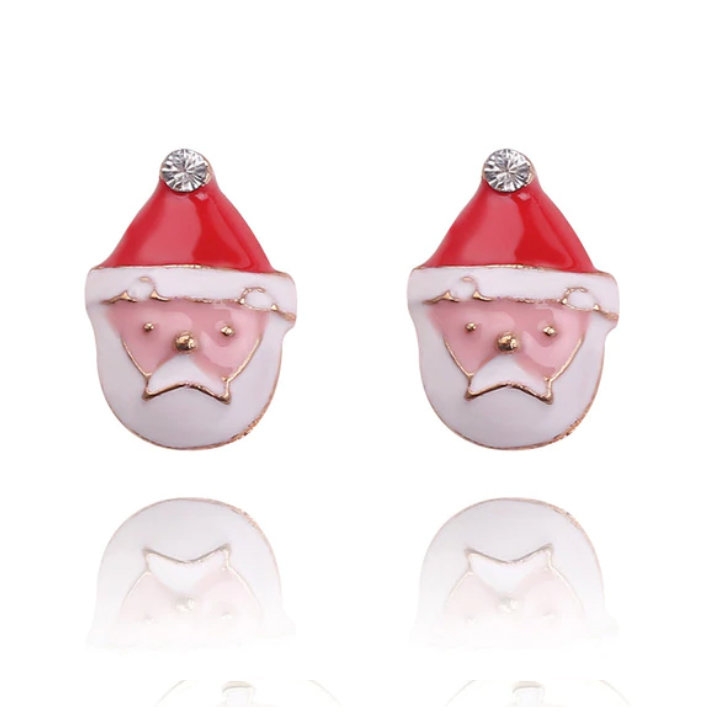 Örhängen till Jul / Christmas i Guld Färg - Tomte med Vit CZ Kristall - Julklapp