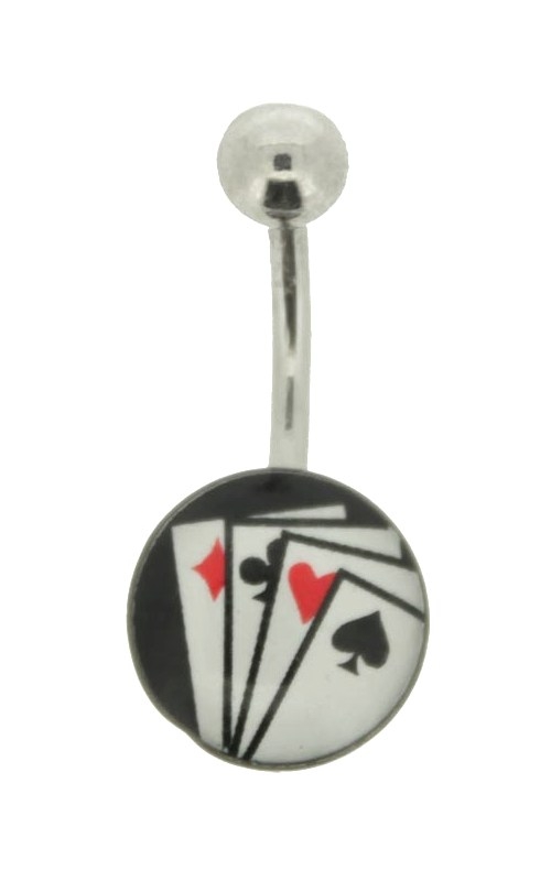 Navelpiercing Piercing i Stål i Silver Färg - Spelkort /Kortspel