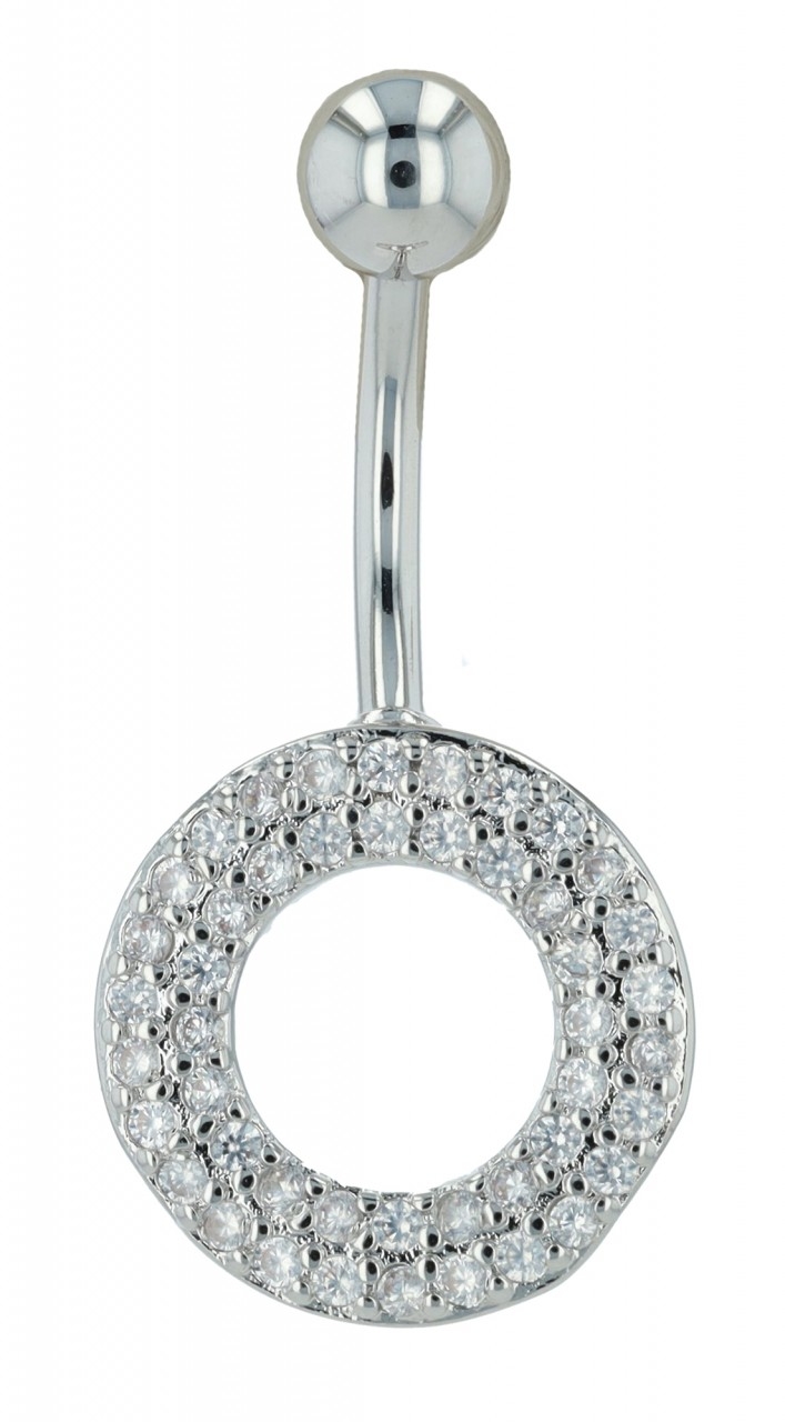 Navelpiercing Piercing i Stål i Silver Färg - Ring & Kristaller