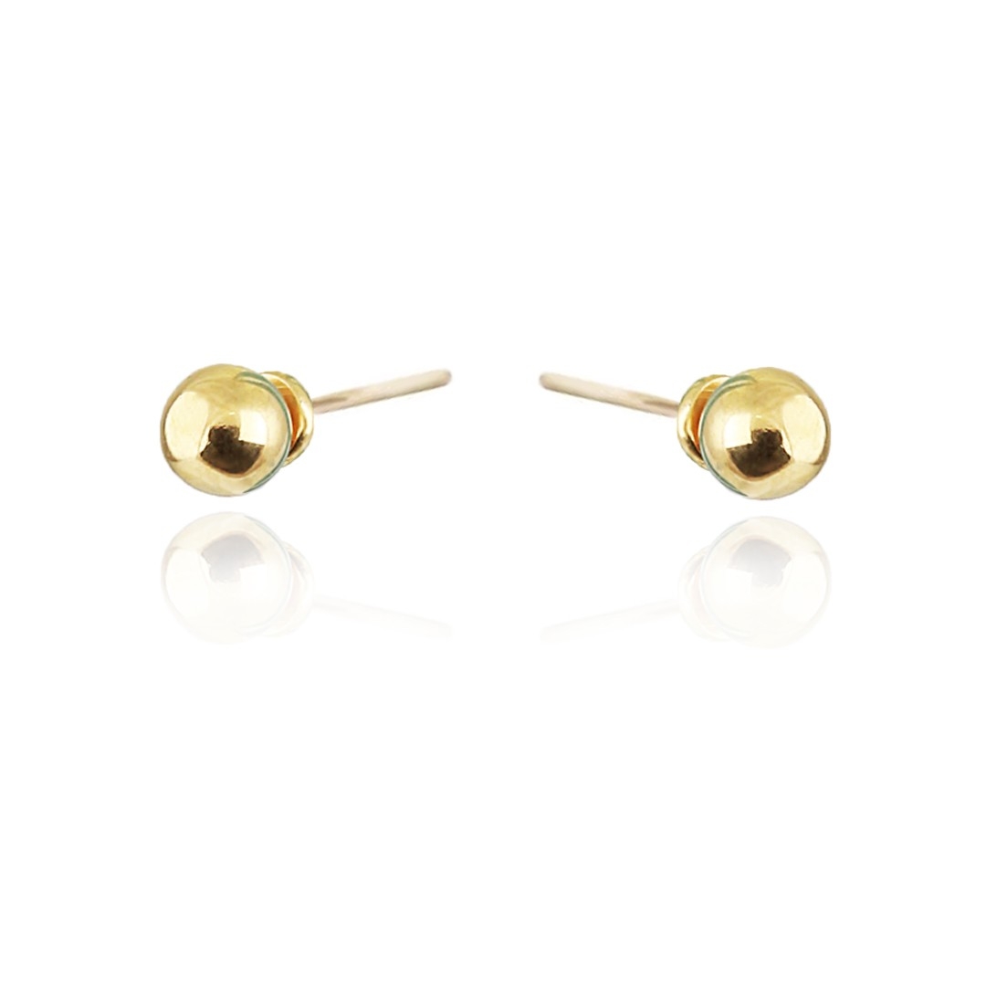 Små Guld Stud Örhängen i Stål - Klassiska Blanka Kulor/Pärlor - 2 mm - Guldpläterade