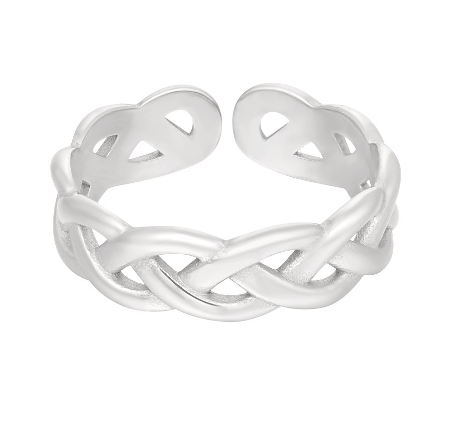 Ring i Rostfritt Stål med Flätad Design - Silver - Stl 18