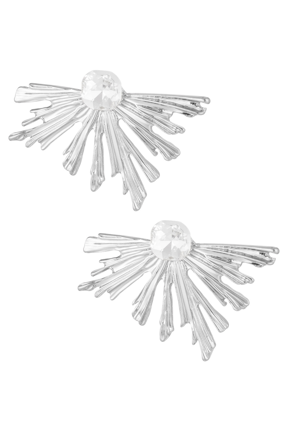 Blanka Statement Örhängen - Löv / Blad med Rhinestones