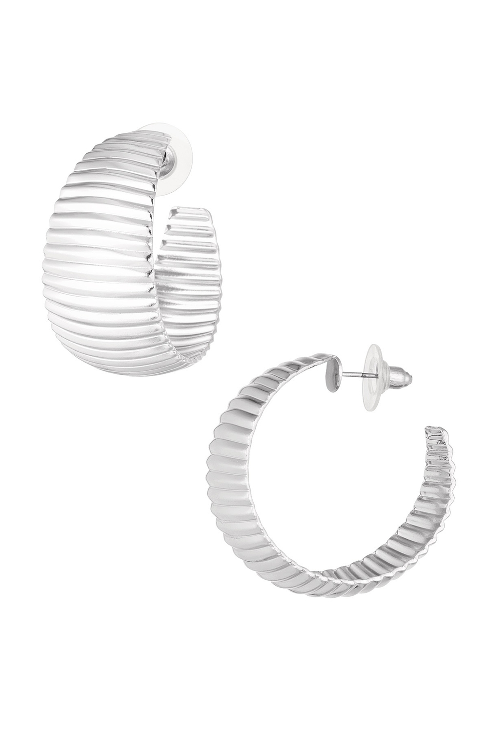 Blanka Breda Hoop Örhängen med Tryckta Ränder - 3,6 cm