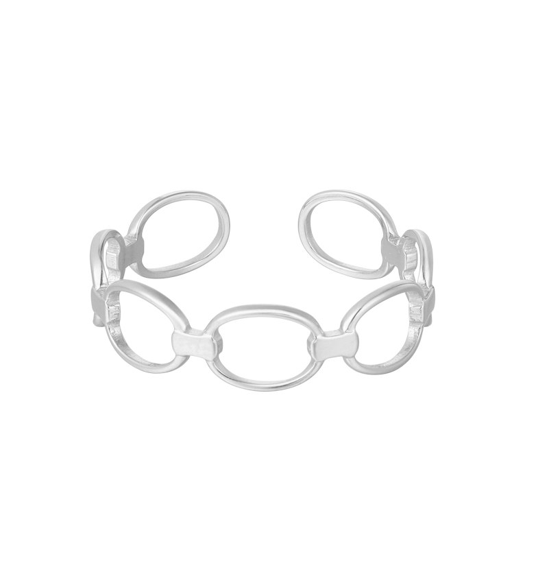 Ring i Rostfritt Stål - Sammanflätade Länkar - Silver -Justerbar