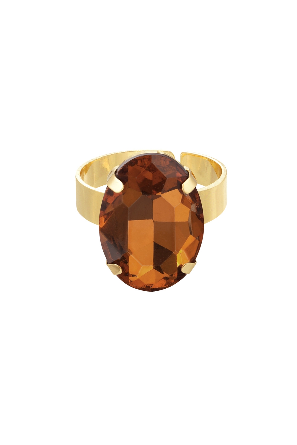 Statement Guldpläterad Ring & Oval Glaspärla Justerbar