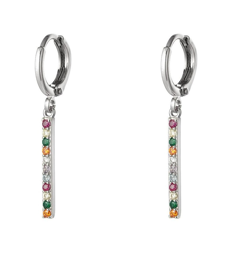 Hoop Silver Örhängen - Stav & Olika Zircon/Strass -Guldpläterade