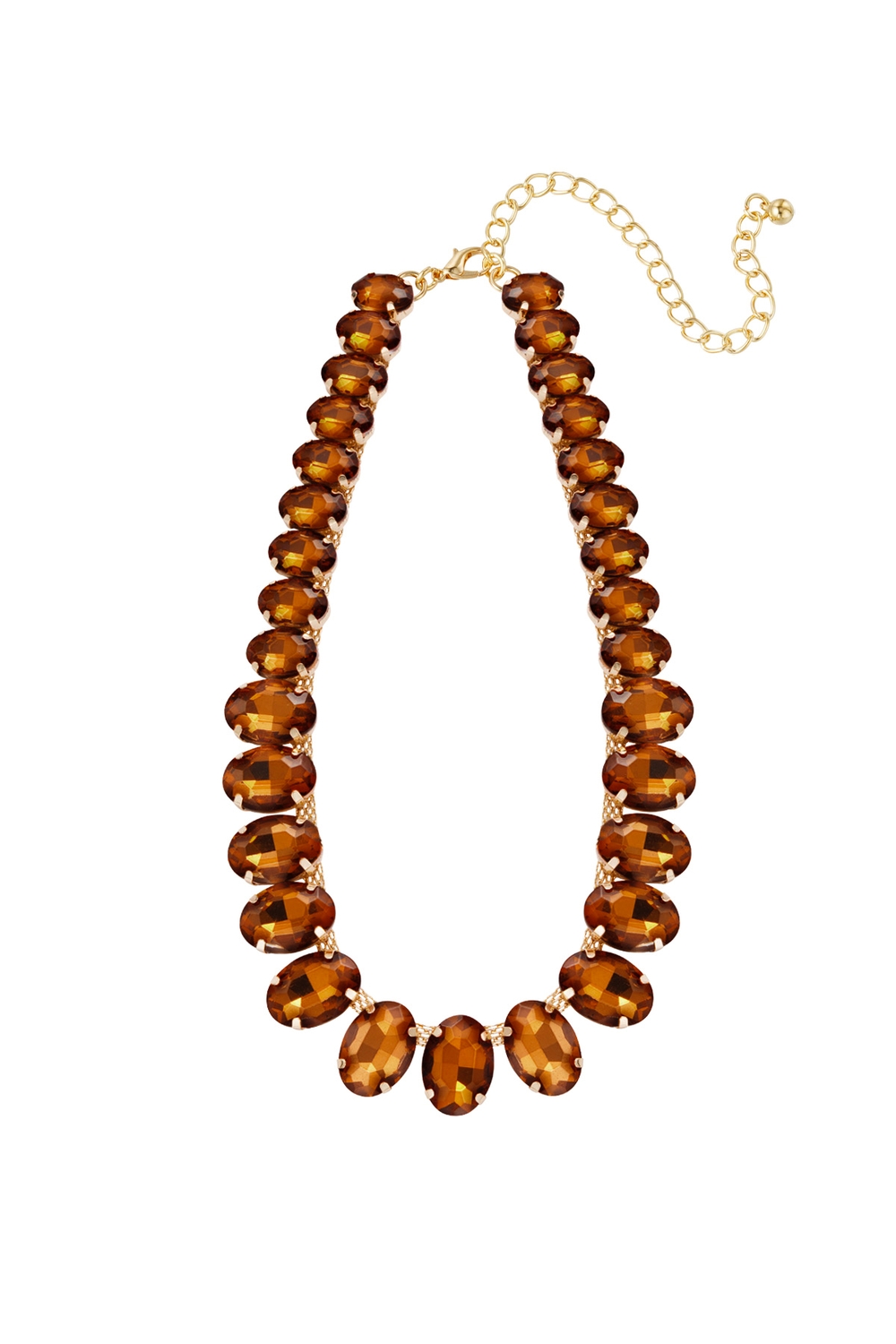 Statement Guldpläterat Halsband med Ovala Glaspärlor