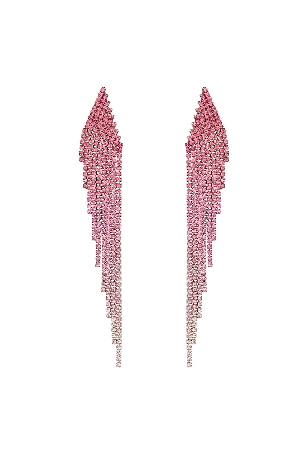 Lyxiga Strass Örhängen med Kedjor - Glittrande Rosa Rhinestones - Guldpläterade