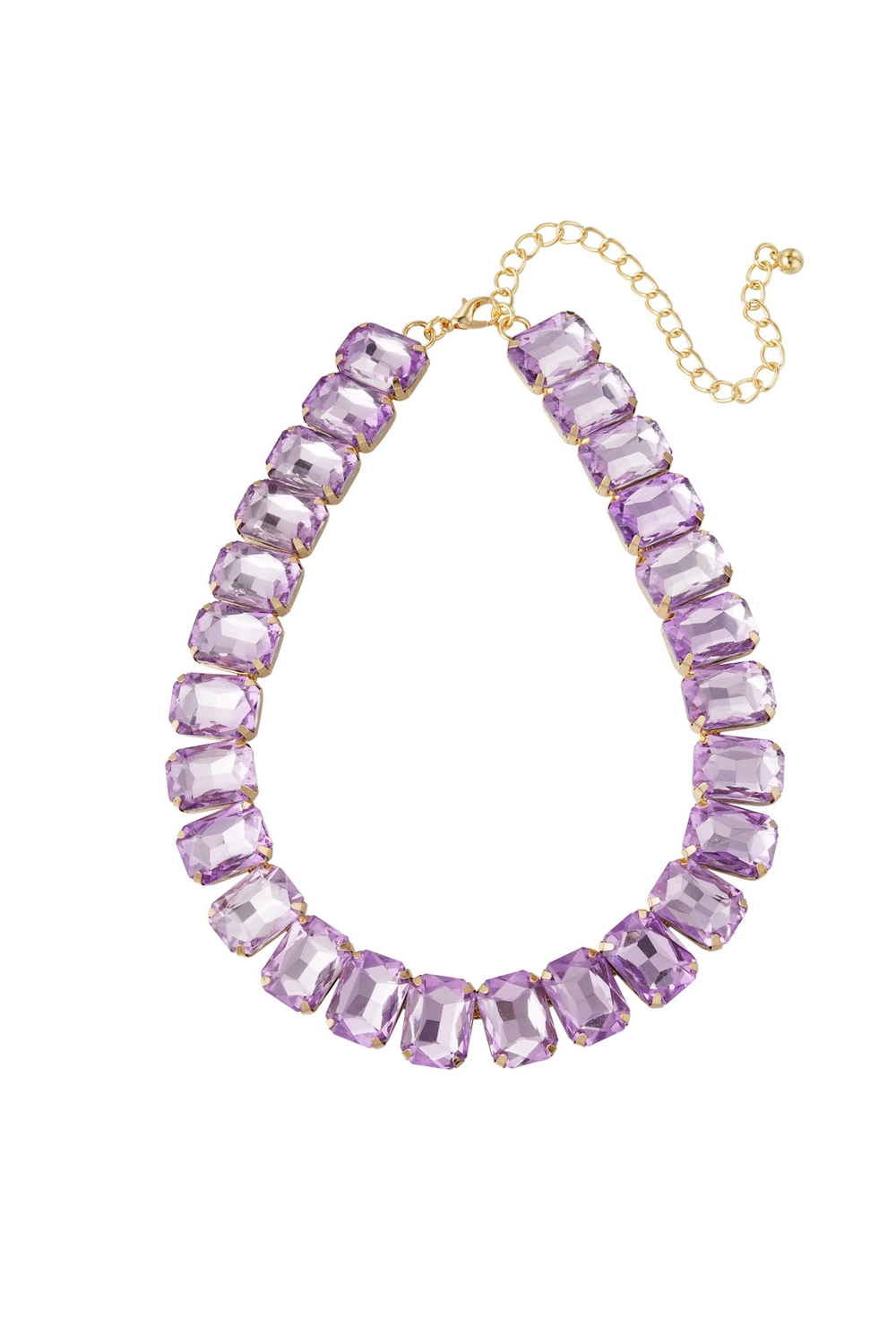 Glamour Guld Guldpläterat Halsband med Glaspärlor - Ljus