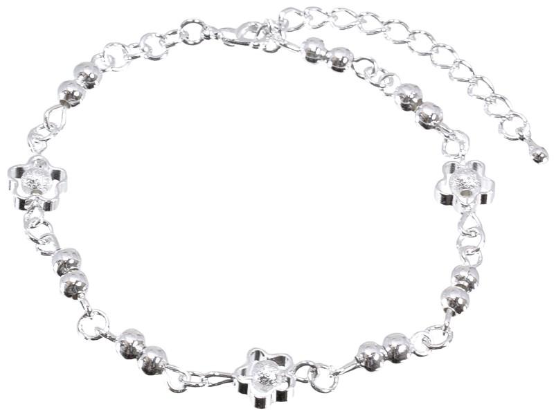 Sött Silver Armband - Kedja Dekorerad med Blommor & Kulor