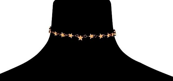 Guld Halsband / Choker med en rad Stjärnor
