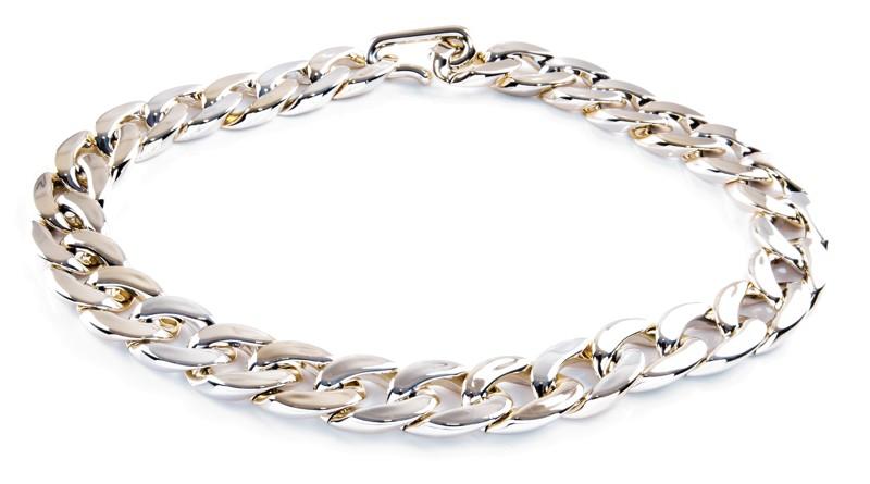 Brett Ljus Guld Halsband - Bred Länk / Kedja med Fin Design