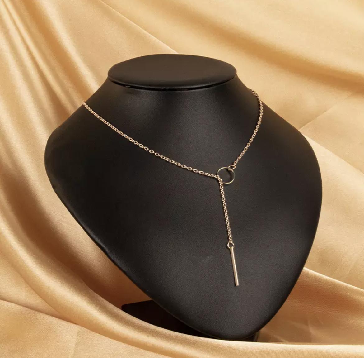Elegant Guld Lariat / Lasso Halsband med Cirkel / Ring & Stång