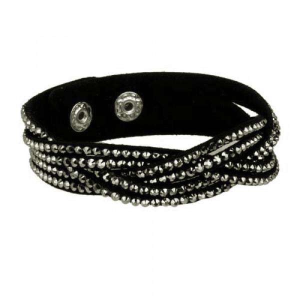 Flätat Läderarmband/Läder Armband med Strass/Rhinestones