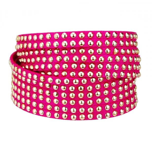 Wrap Läderarmband / Läder Armband med Nit Dekor - Cerise