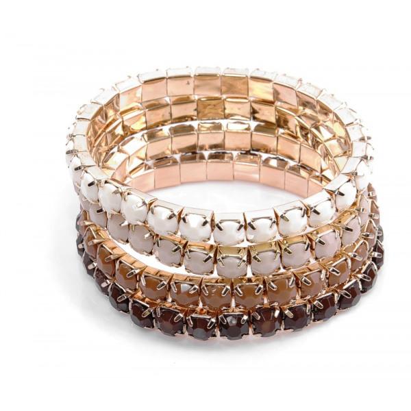 4 st Armband / Pärlarmband i 4 Olika Färger - Vit, Beige &