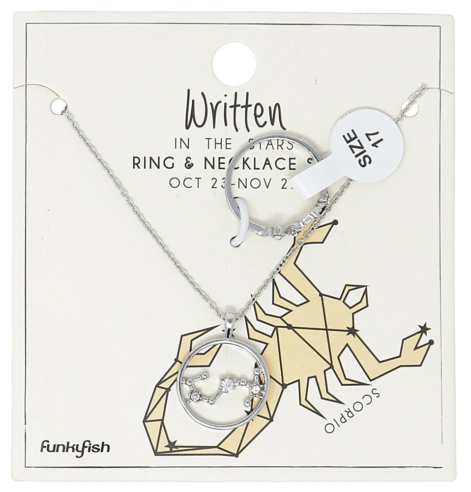 Silver Smyckesset - Halsband & Ring - Stjärntecken / Skorpionen