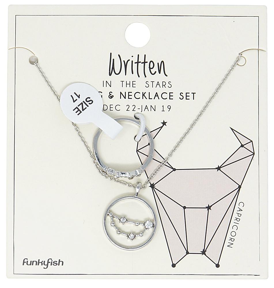 Silver Smyckesset - Halsband & Ring - Stjärntecken / Stenbocken