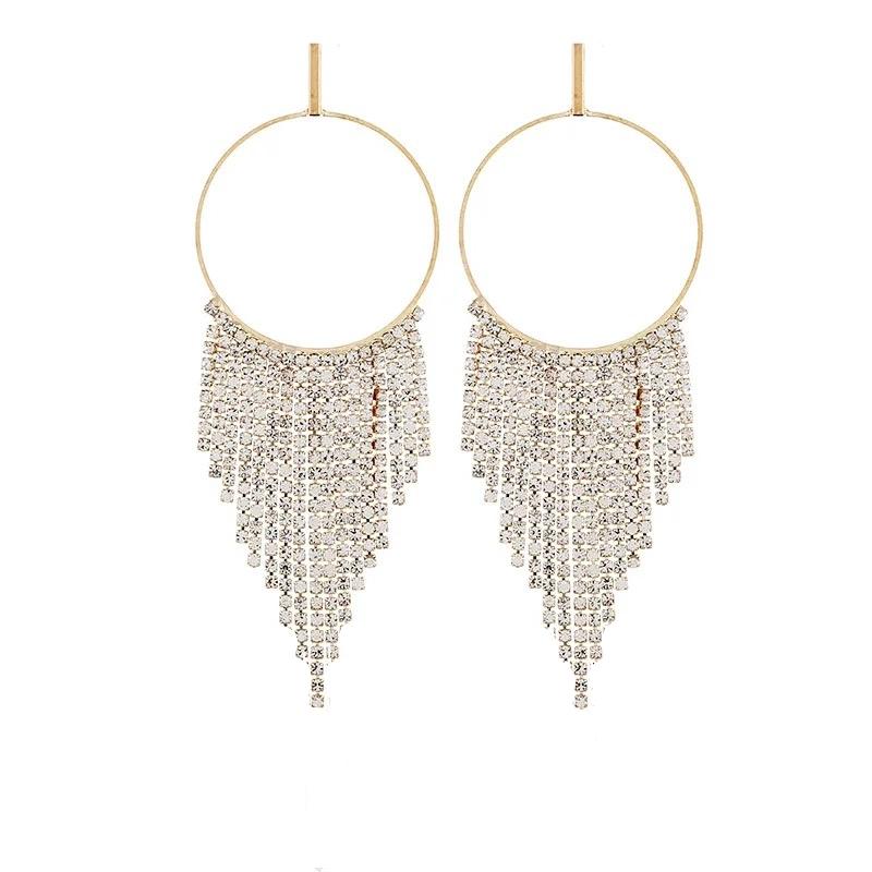 Strass Guld Örhängen - Ring & Kedjor med Vita Rhinestones