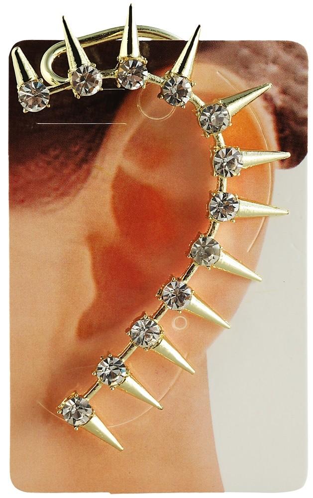 1 st Guld Örhänge & Wrap - Nitar & Rhinestones - Vänster Öra