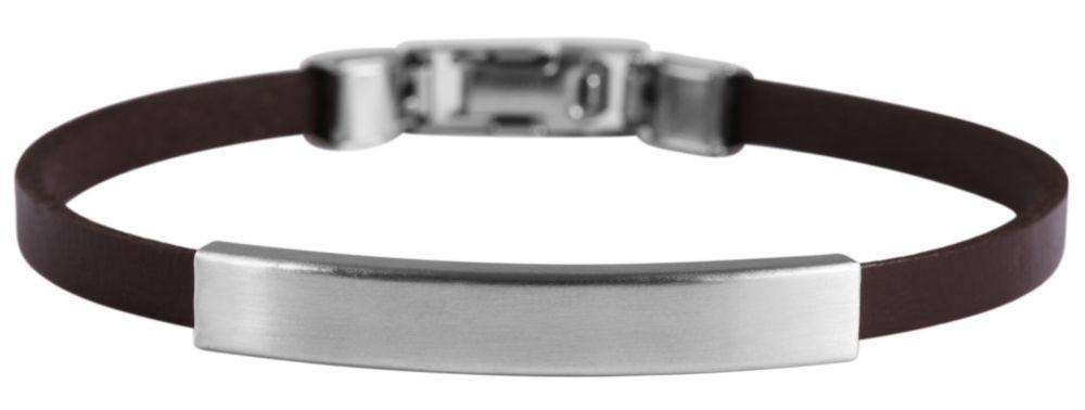 Smalt Svart Läder Armband / Läderarmband - Silver Detalj i Stål