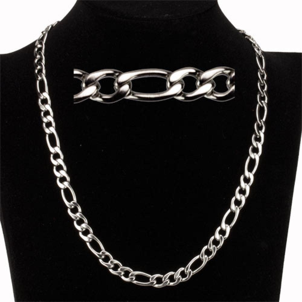 Silver Halsband i Rostfritt Stål - Figaro Kedja / Länk - 7,5 mm