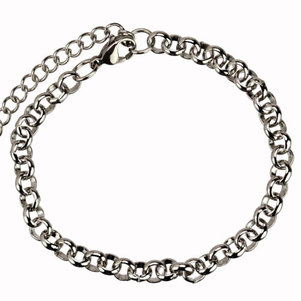 Silver Armband i Rostfritt Stål - Rolo Kedja / Länk - 6 mm