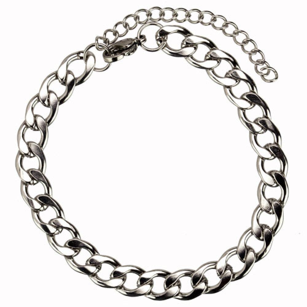 Silver Armband i Rostfritt Stål - Pansar Kedja / Länk - 8 mm