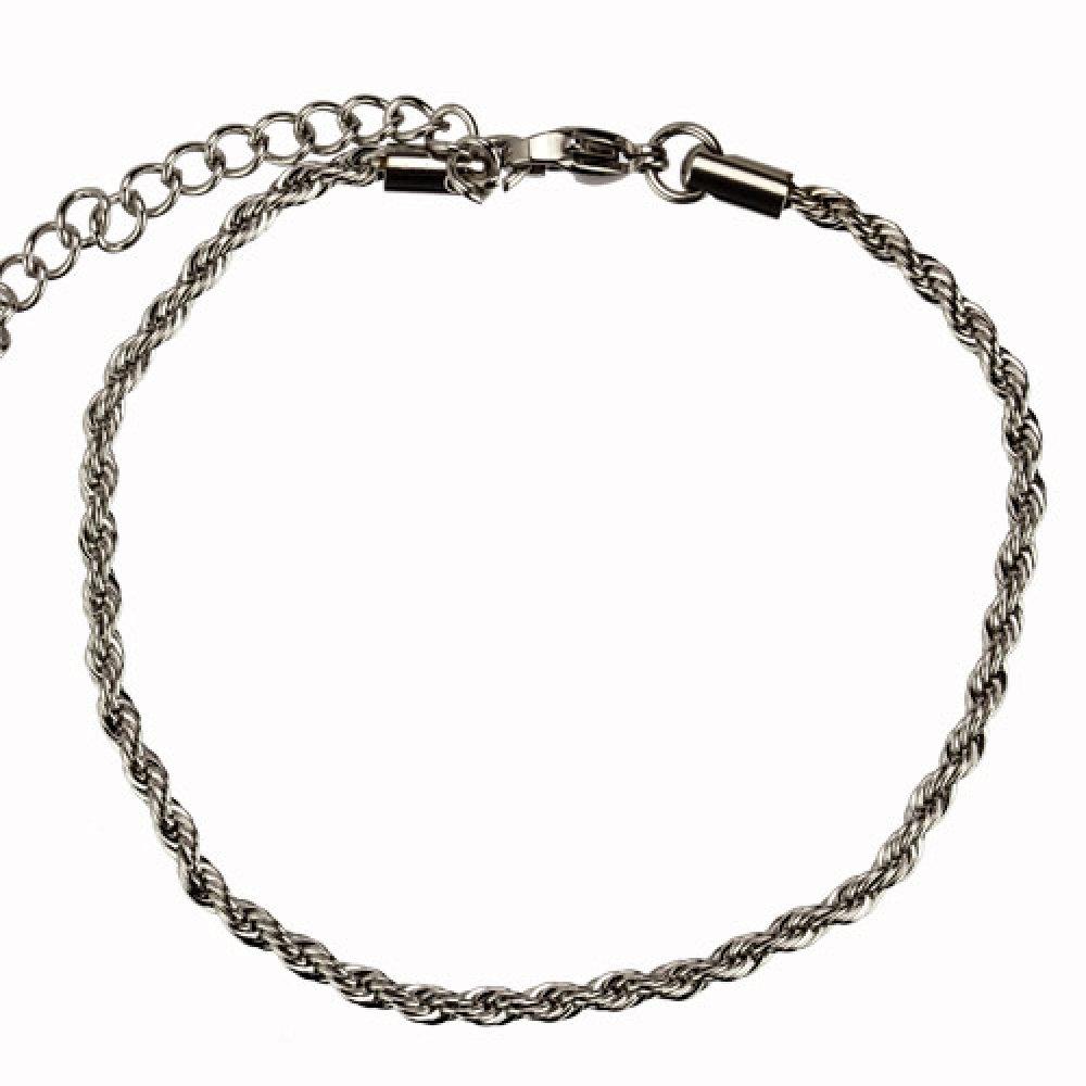 Silver Armband i Rostfritt Stål - Twistad Orm Kedja/Länk - 4 mm