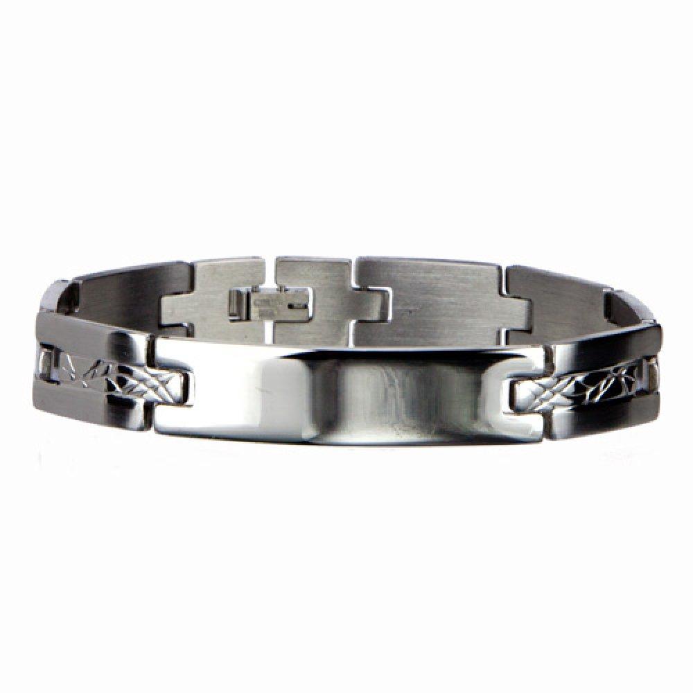 Silver Armband i Rostfritt Stål - Kedja med ID Bricka för Gravyr