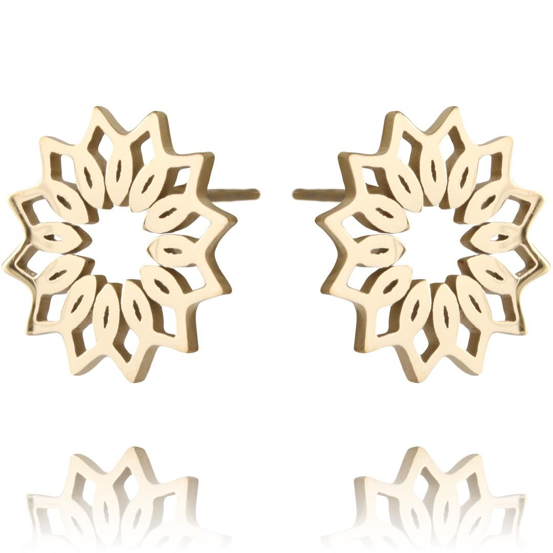 Stud Guld Örhängen i Stål med Söta Blommor - 14K Guldpläterade