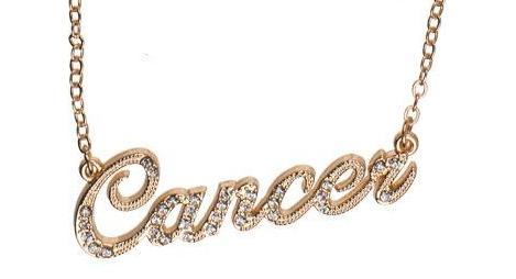 Guld Halsband med Rhinestones & Stjärntecken: Kräftan = Cancer